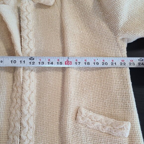 Vintage Cream Tweed Overcoat Satin Lined Handmade Long Retro 50s Style Old Money - Picture 4 of 8